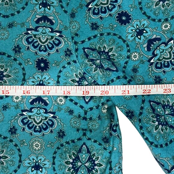 Liz Claiborne Nightgown Size L Teal Medallion Print Sleepwear Quiet Luxury Style - Picture 5 of 11